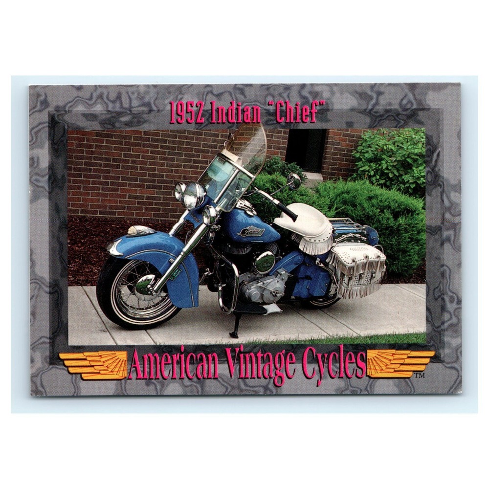 American Vintage Cycles Card 1952 Indian Chief Blue Motorcycle Series II #140